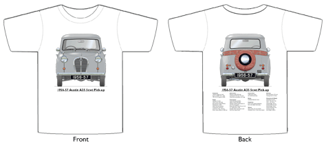 Austin A35 5cwt Pick-up 1956-57 T-shirt Front & Back